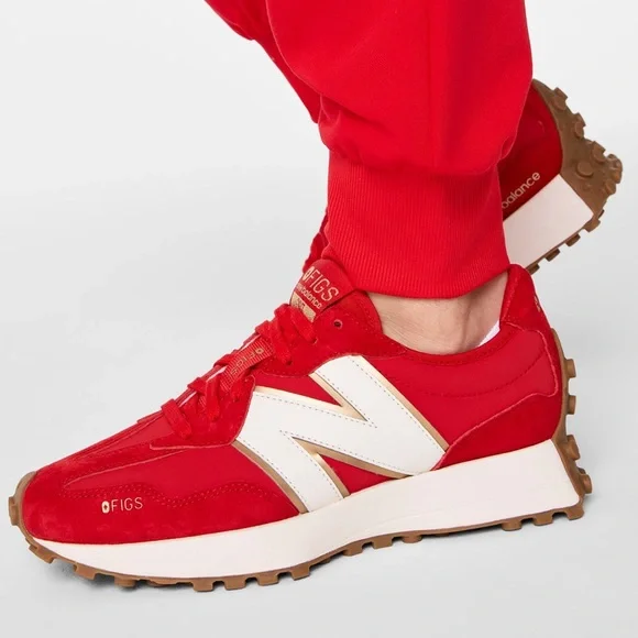 FIGS + New Balance POP Red and White Athletic Shoes - Picture 4 of 7